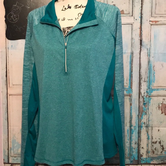 Danskin Now Tops - Danskin Athletic 3/4 zip teal long sleeve top